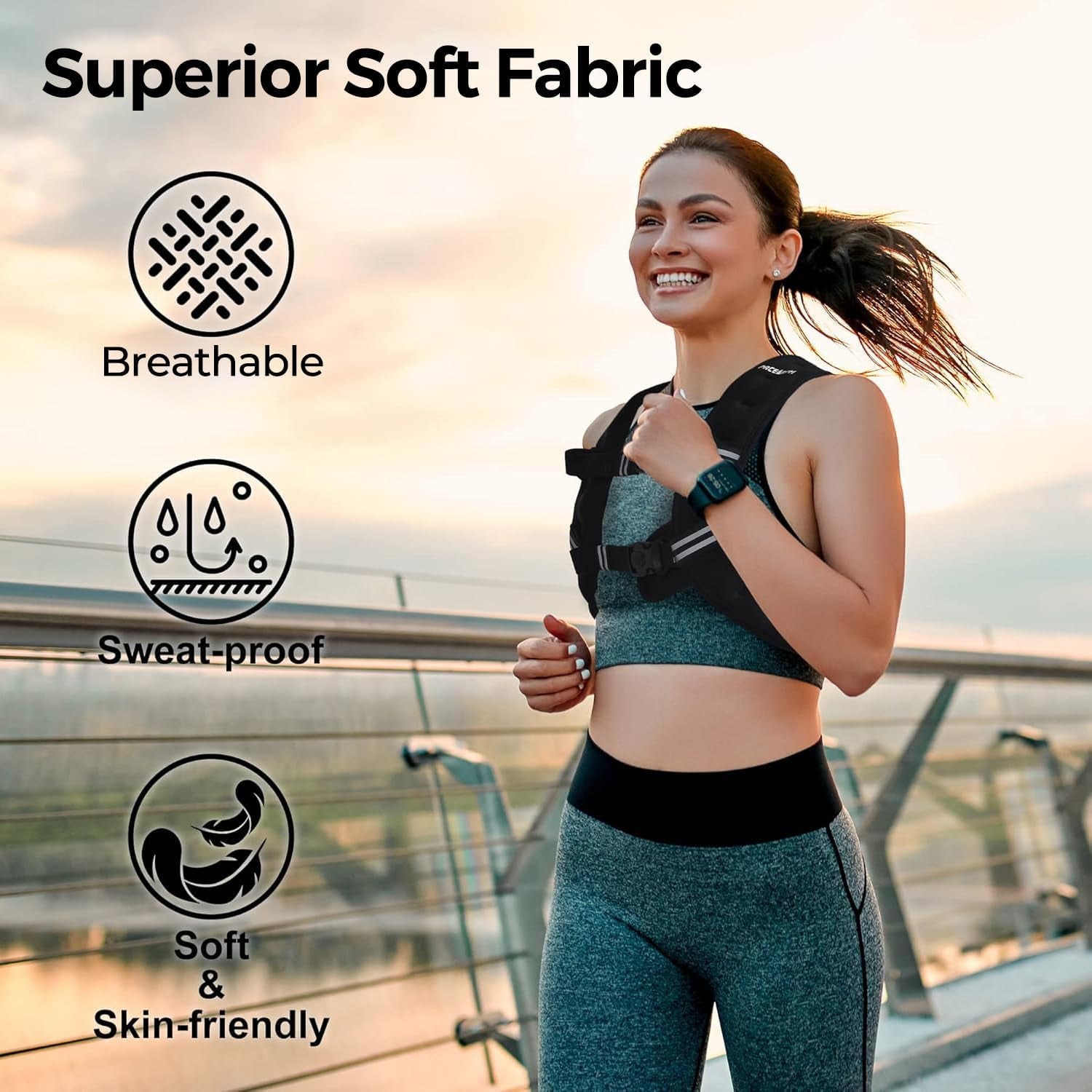 Weighted Vest,4Lb/6Lb/10Lb/12Lb/16Lb/20Lb/25Lb/30Lb Weight Vest with Reflective Stripe, Body Weight Vests Adjustable for Men, Women Workout, Strength Training, Running, Walking, Jogging